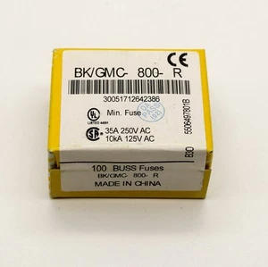 Pack of 100 Eaton BK/GMC-800-R 800MA 250VAC 5X20mm Glass Fuse Cartridge - Picture 1 of 2