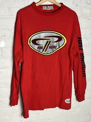 Camisa Pure Playaz Just Bangin vermelha manga longa vintage anos 90 hip hop Y2k - Imagem 1 de 4