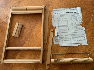 Telar de madera Hiawatha lanzaderas de colección, instrucciones de peine LEER Foto 1 de 4
