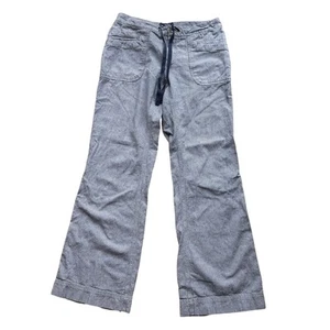 The North Face Pants Womens 6 Pin Stripe Larison Linen Blend Wide Beach Coastal - Picture 1 of 9