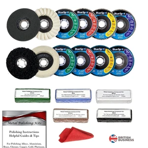 Winkelschleifer Metall Polieren Schleifen Schleifscheiben & Filz Fächerscheiben Set 115 mm - Bild 1 von 9