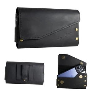 Leather Double Phone Case for Two Phones, Double Phone Holster foren M Black - Photo 1 sur 7