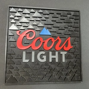 Coors Light Bar Rail Beer Drink Mat Rubber Black 14” x 14” Man Cave New - Picture 1 of 3
