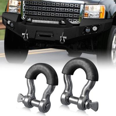 2 pcs 3/4" Heavy Duty D Ring Shackle 57,000Ibs Break Strength w 7/8" Screw Pin - Image 1 of 4