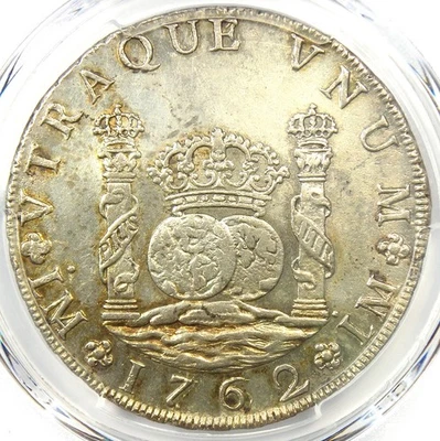 1762 Peru Pillar Dollar 8 Reales Silver Coin 8R - Certified PCGS AU Details - Image 1 of 4