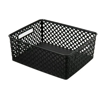 Mainstays Medium Black Plastic Storage Basket, 14x11.5x5.3 Inch - Image 1 of 4