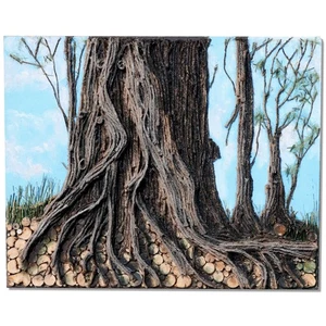 Donald Gotz "10 Exposed" Pine Tree Forest Acrylic 3D Mixed Media 30x24 - Picture 1 of 10