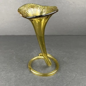Vintage mundgeblasene Glas Schlangenvase 6,5" hoher Spiralstiel - Bild 1 von 11