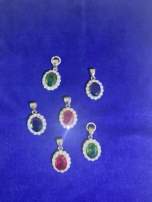 Anhänger/Zirkonia/Sterling Silber 925/Smaragd,Rubin,Tansanit-Look/Set - Bild 1 von 4