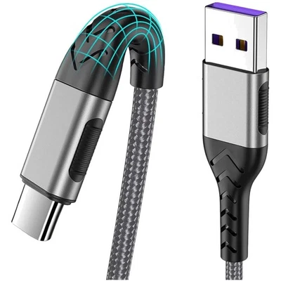 Cable de carga y datos USB C trenzado de 10 pies - rápido y duradero para todos los dispositivos USB-C Foto 1 de 4