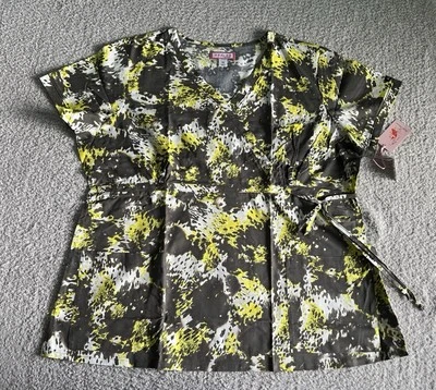 Koi Scrub Top Women’s Sz 3X Gray Splash Animal Print Nursing Medical Kathy - Image 1 of 4