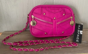 Hot Pink Retro RAMPAGE Y2K  Vegan Leather Vintage Crossbody Bag New Old Stock - Picture 1 of 11
