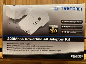 AV Adapter Kit TRENDnet TPL-303E2K - 200bps Powerline Complete NWT - Picture 1 of 11