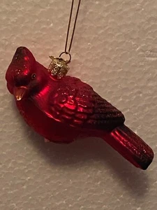 Adorno de Navidad Cardenal de Vidrio Kurt Adler Brillante 4" de Largo - Imagen 1 de 2