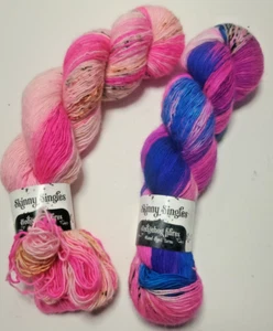 2 Hedgehog Fibers Skinny Singles 100g/366m Merino Wool Potluck 2N & Pinky Swear - Picture 1 of 6