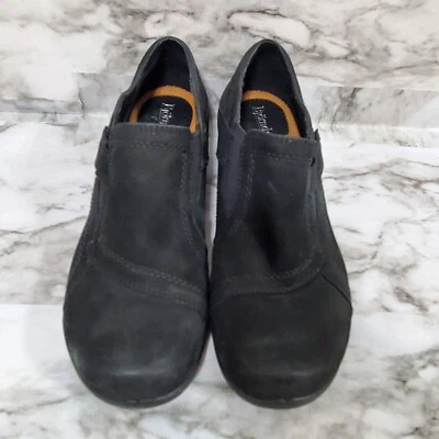 Bjorndal Petra Shoes Women's 7 Black Nubuck Leather Slip-On Comfort Loafers - Image 1 of 4