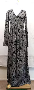 Ecote sz M Maxi Dress long slinky stretchy khaki n black Urban Outfitters 0058 - Picture 1 of 5