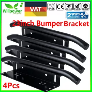 4X 23" Car Offroad LED Light Bar Front Bumper License Plate Mount Bracket Holder - Foto 1 di 12