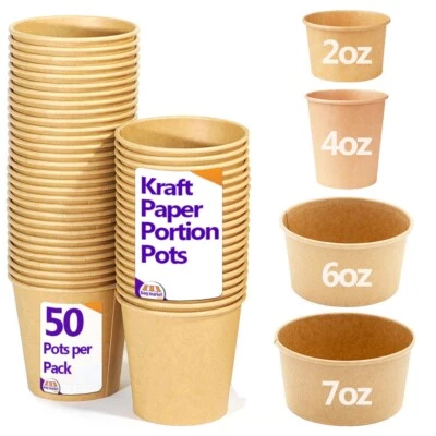 Kraft Paper Portion Pots Soufflé Sauce Cups Compostable Ramekin 2oz 4oz 6oz 7oz - Image 1 of 4