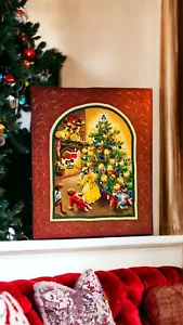 Sonnenuntergang Stiche Designs 1970er Jahre WEIHNACHTSBAUM Kamin fertig Stickerei Vintage - Bild 1 von 7