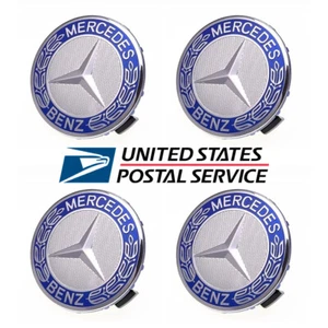 4PCS Mercedes Benz Wheel Center Hub Caps 75mm Dark Blue Logo Badge Emblem - Picture 1 of 5