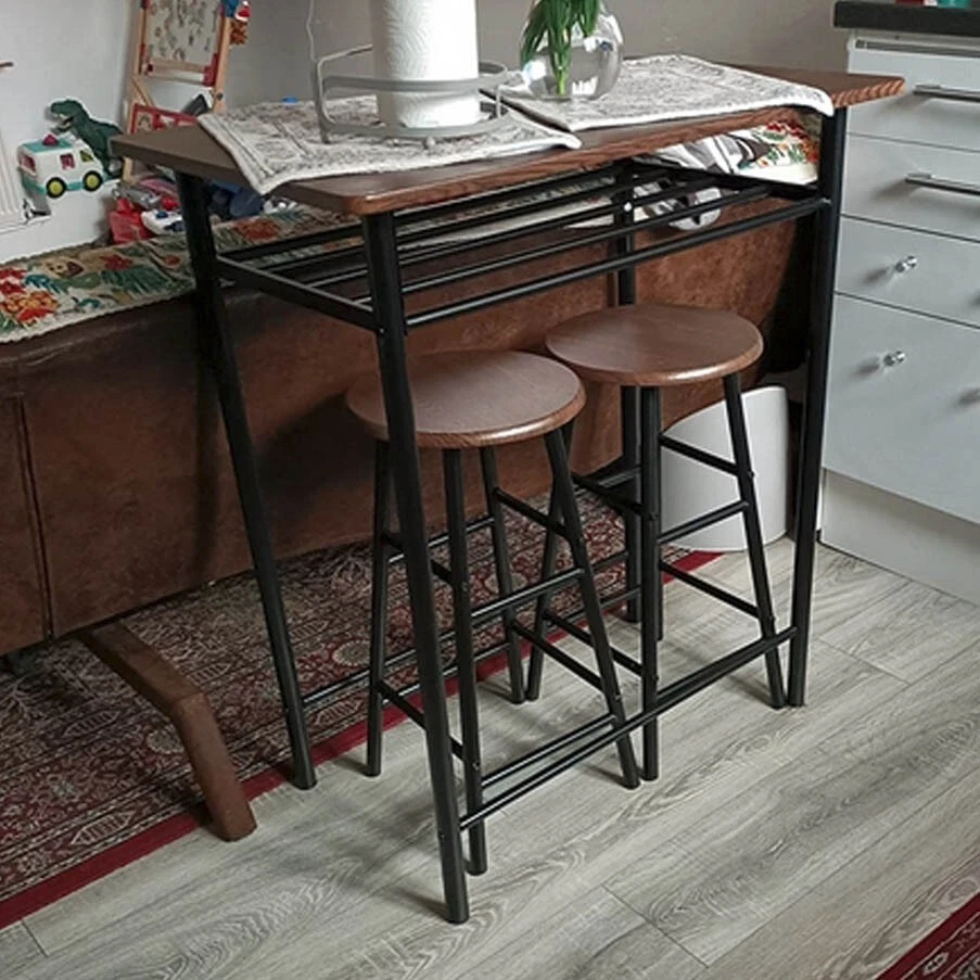 Breakfast Bar Table And Stools Kitchen Dining Room 2 Seater Industrial Furniture - Image 1 of 4