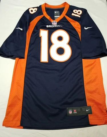 Nike Jersey Mens Small On Field 18 Payton Manning Denver Broncos Blue Orange NFL Cover