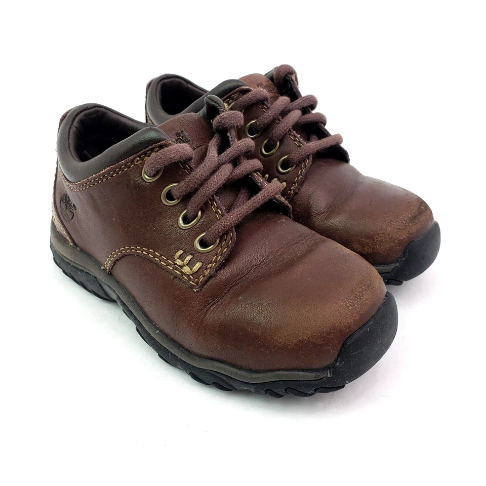 Timberland ребенка ясельного возраста мальчика Sz 7,5 коричневый кожаный шнурует вверх повседневные туфли 45832 0327 - Изображение 1 из 4