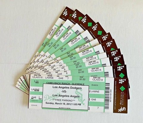 LOT of 10  Mike Trout Angels 2012 Spring Training Ticket Clayton Kershaw Dodgers Cover