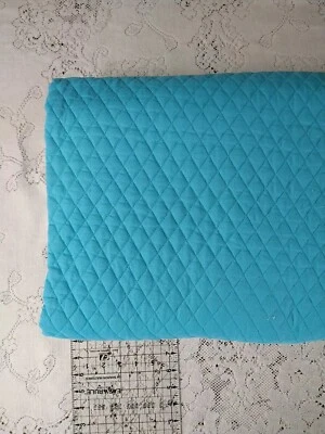 Aqua Blue Pre-quilted Double Sided fabric Remnant 6" long x 26" wide PLUS - Image 1 of 3