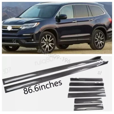 86.6" Carbon Style Side Skirts Rocker Panel Kits For Honda Pilot 2003-2022 US Foto 1 de 4