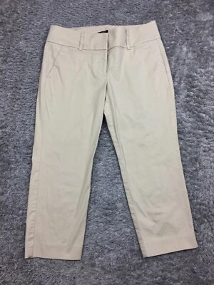 Ann Taylor Signature Capri Pants Womens Size 6P Beige Cotton Cropped Dress Pant - Image 1 of 4
