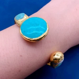 Brazalete Brazalete Cultivado Blanco Perla Azul Turquesa Verde Amazonita Chapado en Oro - Imagen 1 de 6