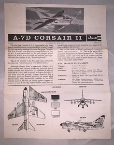 Revell 1968 A-7D Corsair II Model Kit Airplane Manual Instructions Page - Picture 1 of 6