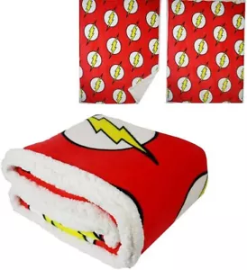 DC Comics The Flash Logo Thick Micro Sherpa Throw Blanket - Picture 1 of 2