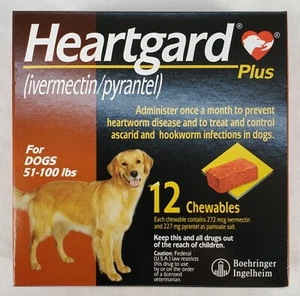 Heart Guard Plus Brown Up to 50 - 100 lbs 12 Chews - best by 2/26 - Picture 1 of 1