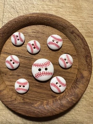 VTG Streamline Baseball Buttons white with red stitching Lot - Image 1 of 4