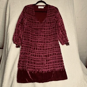 Edina Ronay Dress Size 10 Pink Velvety Square Pattern Evening Party A Line - Picture 1 of 7