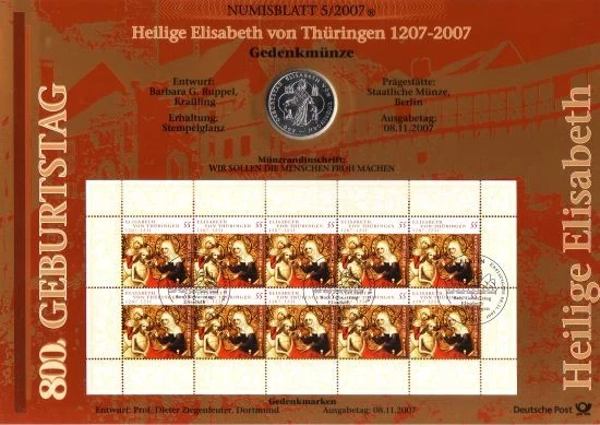 D,Bund, Heilige Elisabeth von Thüringen (Numisblatt 5/2007) - Bild 1 von 1