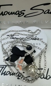 Thomas Sabo Kette & Pave Carrier & Froschperle & Schmetterling Charm Anhänger - Bild 1 von 6