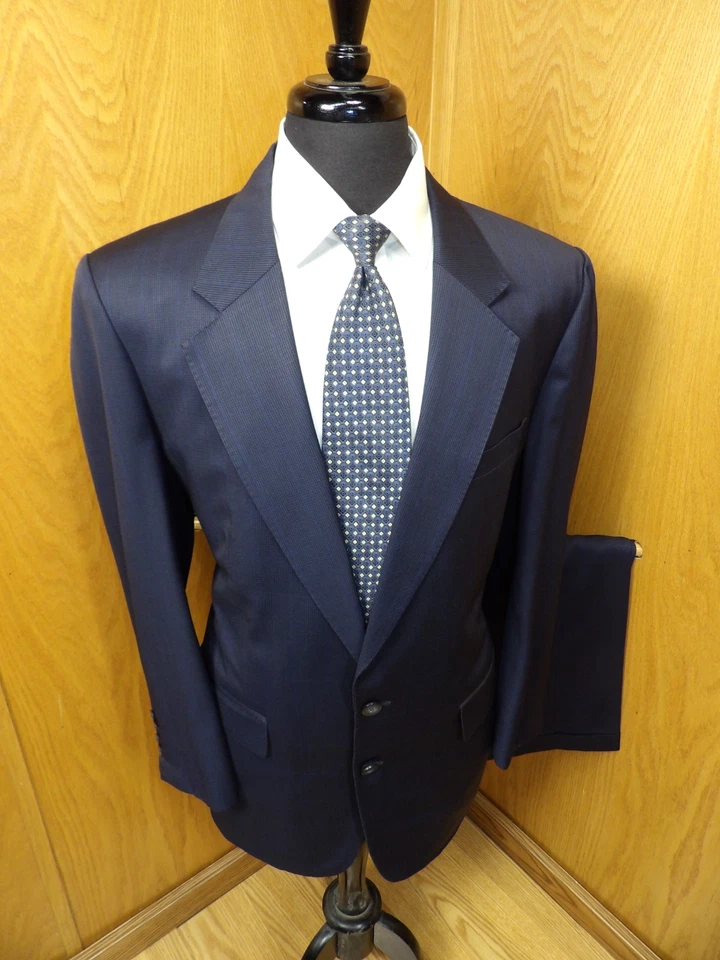 LAL'S Holland & Sherry Mens Suit 40r 36W X 29 Blue window payne 100% Wool L-#200 - Image 1 of 4