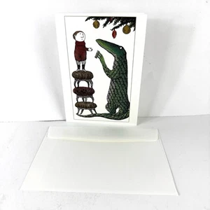 Edward Gorey - Crocodile & Young Boy - unused Christmas Holiday Card - Picture 1 of 3