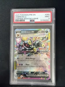 2025 POKEMON PRE EN-PRISMATIC EVOLUTIONS SURPRISE BOX EXCLUSIVE UMBREON EX PSA 9 - Picture 1 of 2