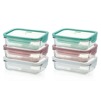 Glasslock 6pc Rectangular Storage Container Set w/ Lid 400ml - Image 1 of 2
