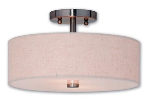 Livex Lighting 52134 Meridian 2 Light 13"W Single Semi-Flush - Nickel - Picture 1 of 1