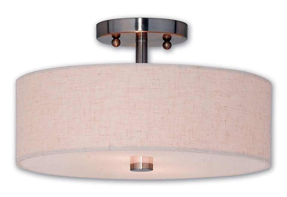 Livex Lighting 52134 Meridian 2 Light 13"W Single Semi-Flush - Nickel - Image 1 of 1