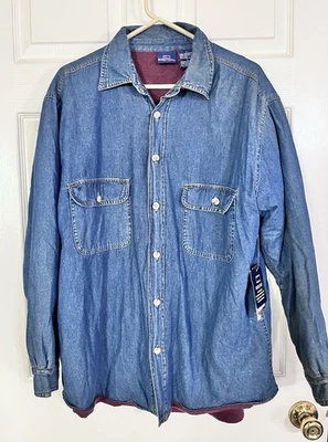 Camisa Bugle Boy Para Hombres Grande Azul Jean Denim Chaqueta Forrada de Vellón Chaqueta Chamarra Country Foto 1 de 4