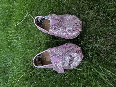 Toms Classics Pink Glitter Toddler Slip On  Shoes - Image 1 of 4