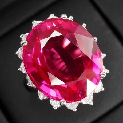 Anelli fatti a mano in argento sterling 925 con tormalina rosa rubellite... - Immagine 1 di 4