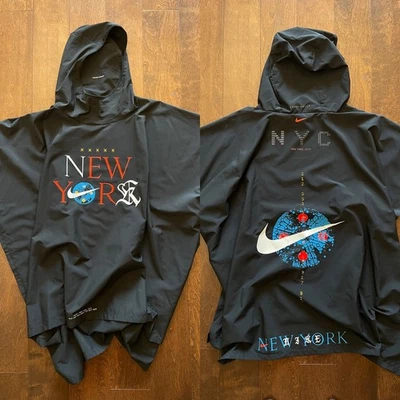 NEW Nike Running New York Marathon NYC Rain Poncho UNISEX 2019 Jacket S/M Black! - Image 1 of 4